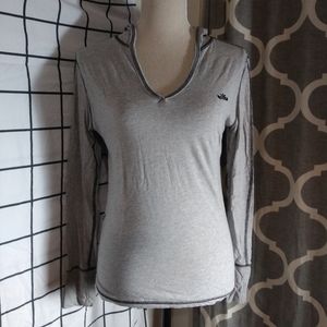 Old Navy Light Gray Hooded Shirt